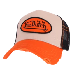 Von Dutch – Oval Patch – Beige Orange Trucker Cap